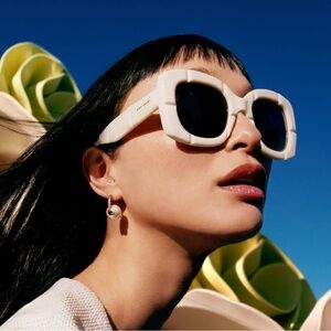 New! Kate Spade JOSEY/G/S 0SZJHA White Square Sunglasses, Authentic